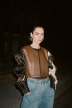 Cowhide Sleeves Trippy Jacket